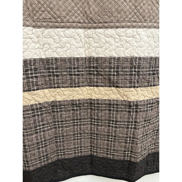 New Brown Lightweight Quilt large 120x120 King bedding mitered Border + 2 shams - Picture 3 of 11